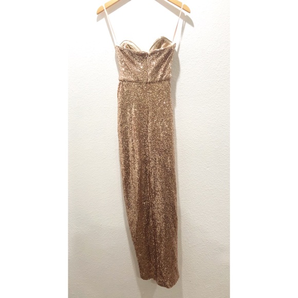 NWOT LA FEMME ROSE GOLD SEQUIN DRESS - Picture 5 of 16